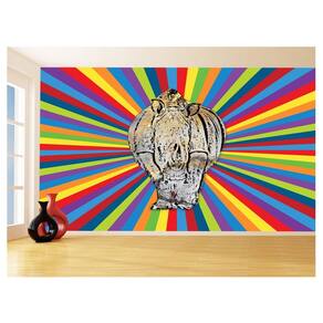 Papel De Parede 3D Animais Pop Art Rinoceronte 3,5M Pxa502