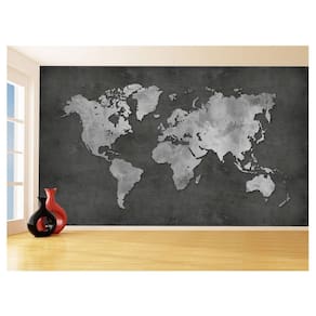 Papel De Parede 3D Mapa Mundi Cimento Concreto 3,5M Nmu33