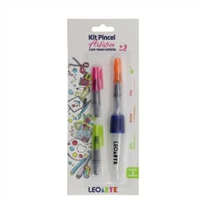 Kit pincel water brush 3 pontas com reservatório lettering