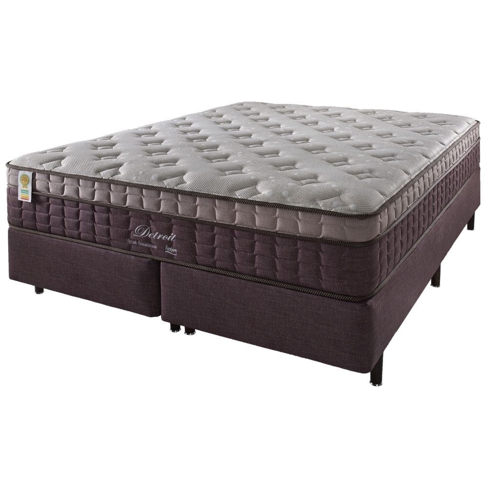 Cama Box + Colchão Queen Detroit Molas Ensacadas Visco Gel Pillow In 158x198x68cm