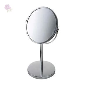Espelho 2 faces com base em metal 17 cm prata
