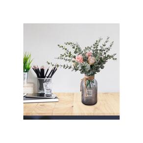 Decoração artificial de folhas de eucalipto com flor artificial