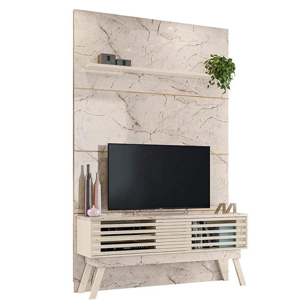 Estante Home Theater com Bancada Frizz Premium Calacata Off White – Madetec