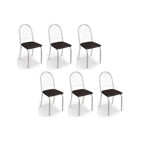 Cadeiras de Cozinha Noruega C077 Kit 6 Un Cromada - Assento Preto 110 - Kappesberg