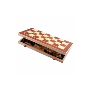 Conjunto de jogos de xadrez, gamão e damas com tabuleiro de madeira