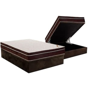 Cama Box Baú Casal: Colchão Anatômico Ortobom Exclusive + Base CRC Courano Black(138x188)