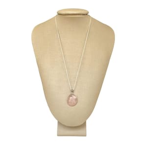 Colar prata 925 quarto rosa oval legítima - p. vecchio joias