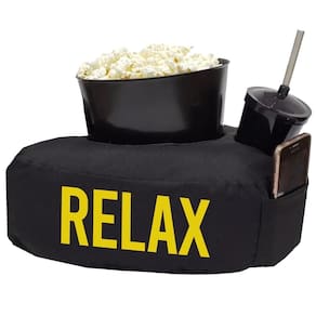 Almofada cinema relax suporte baldinho copo preto amarelo