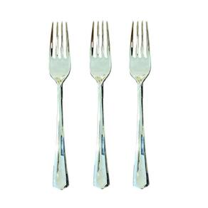 Kit 200 Garfos Descartáveis De Luxo Em Plástico Prata 18Cm