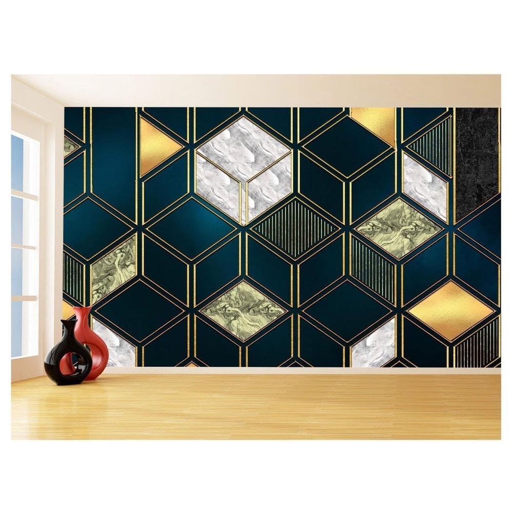 Papel De Parede 3D Estilo Marmore Cores Formas 3,5M Mbr10