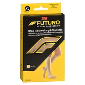Futuro Open Dedo do joelho do comprimento do joelho meias unissex empresa bege Xtra Grande 1 Cada por 3M