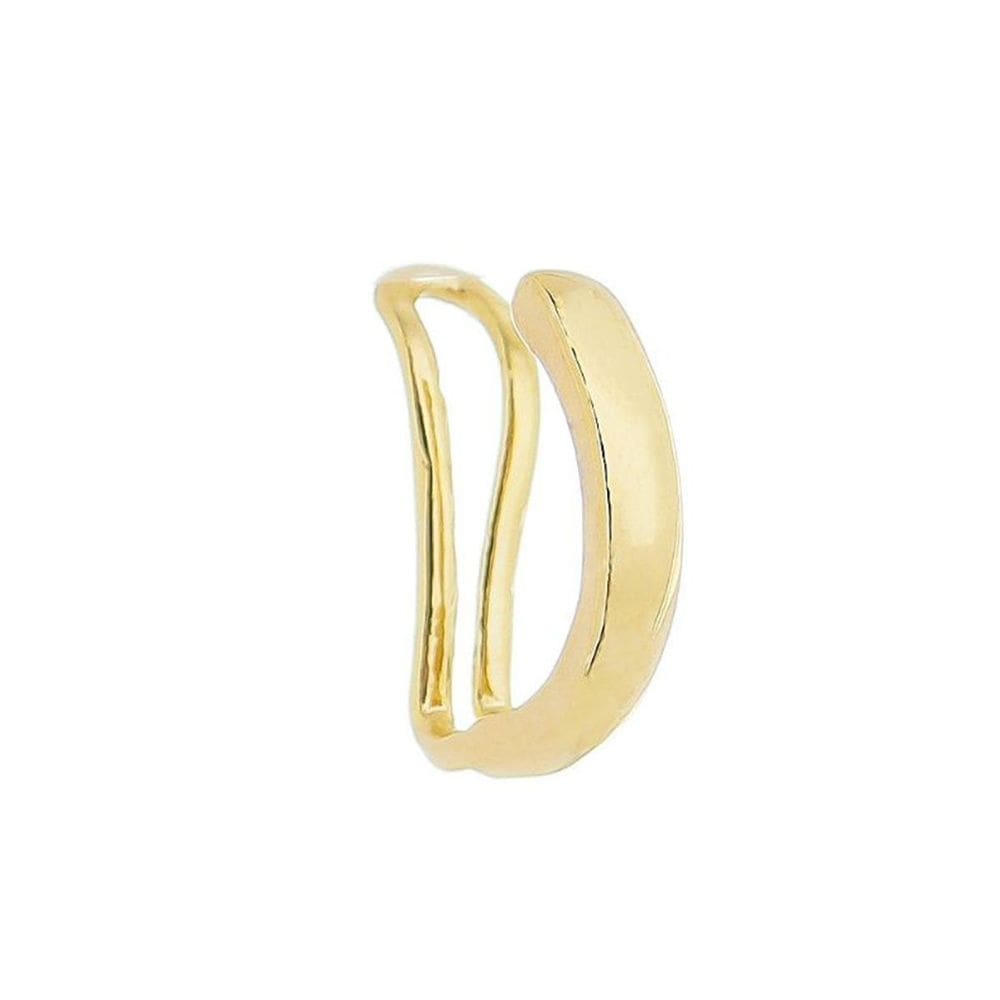 Brinco Feminino Piercing Fake de Pressão Meia Argola Banhado em Ouro 18k