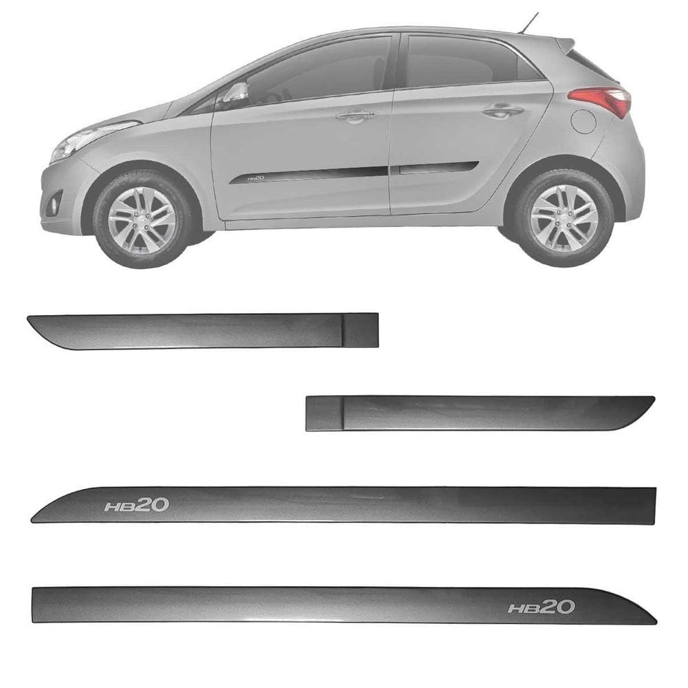 Friso lateral hyundai hb20 2013 a 2020 cinza silk com nome