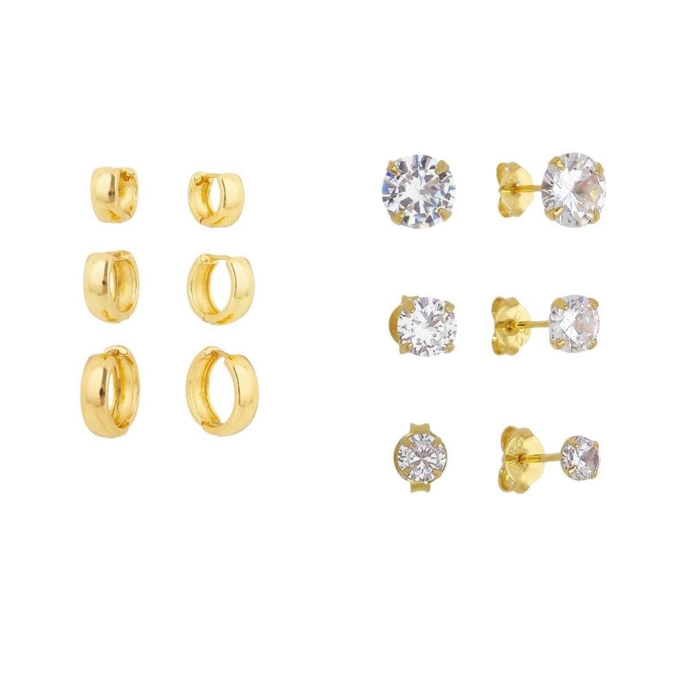 Compre Trio Brinco Argola Liso Ganhe Trio Brinco Ponto Luz