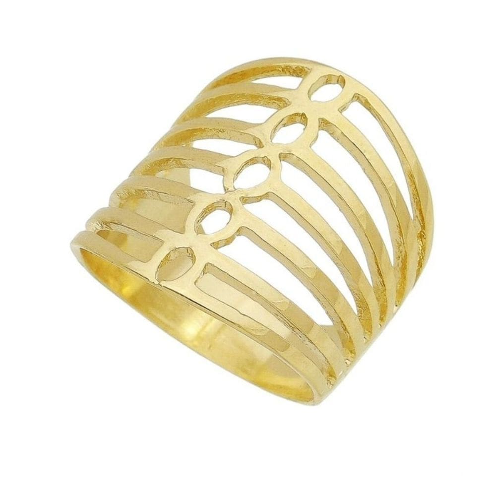 Anel Feminino Aros Lisos Vazado Banhado em Ouro 18k