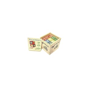 Cubo educacional de madeira com 27 peças (alfabeto e números)