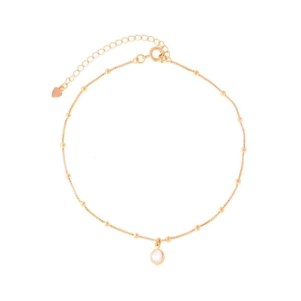 Tornozeleira Feminina Semijoias Ponto Luz Banhada A Ouro 18k