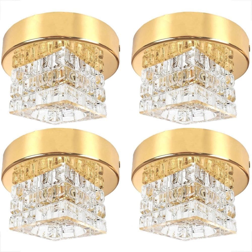 Kit 4 Spot Cristal Sobrepor Plafon Dourado Brilhoso G9 Bet44