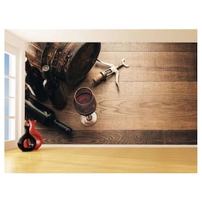 Papel De Parede Vinho Madeira Barril Taça Copo 3,5M Brb39
