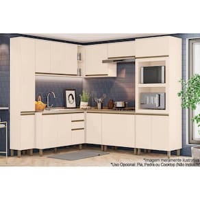 Cozinha Completa Connect 10 Peças (3 Armários + 2 Paneleiros + 3 Balcões + 2 Complementos) C5P95 Off White - Henn