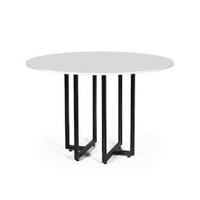 Mesa de Jantar 4 Lugares 90cm Redonda Industrial Dommus Branca - Straub Web