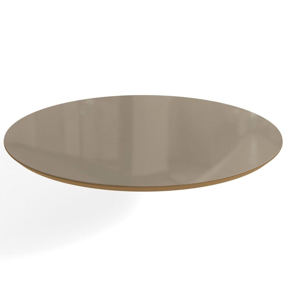 Tampo Redondo Mesa de Jantar Com Vidro 105cm Freijo/Bronze