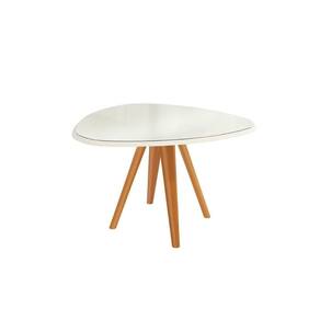 Mesa de Sala Jantar Duna Madeira Maciça + Tampo Madeirado c/ Vidro 135x105cm Carvalho/Off White - Kappesberg