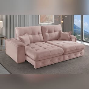 Sofá Retrátil Reclinável com Usb 210cm Istambul Yescasa Rose