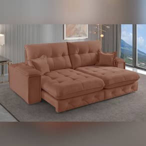 Sofá Retrátil Reclinável com Usb 290cm Istambul Yescasa Marrom Claro