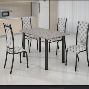 Conjunto Mesa Tubular com 4 Cadeiras Monaco Prata Matelado/Cinza Ocrê