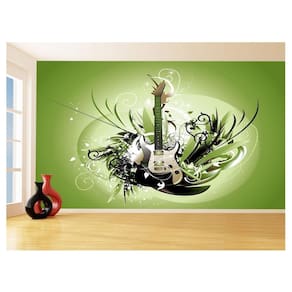 Papel De Parede 3D Musica Guitarra Arte Graffiti 3,5M Mus69