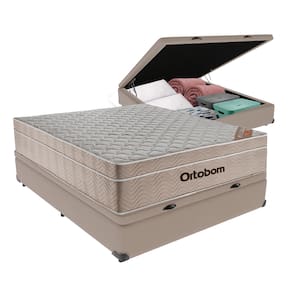 Cama Box + Colchão Casal Ortobom Airtech Spring 138X188