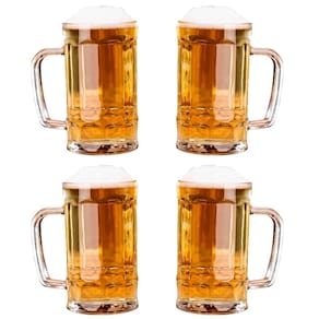 Jogo 4 Canecas de Chopp em Vidro Copo para Cerveja 350ml Translucido