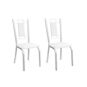 Kit 2 Cadeiras Sala Jantar Florença 2C005 2 Un Cromado/Courano Branco - Kappesberg