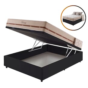 Cama Box Baú Casal Preto + Colchão Molas Superlastic Bahamas 128x188x68cm