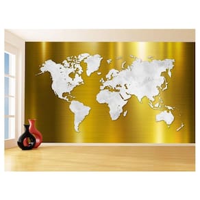 Papel De Parede Mapa Mundi Aço Escovado Branco 3,5M Nmu65