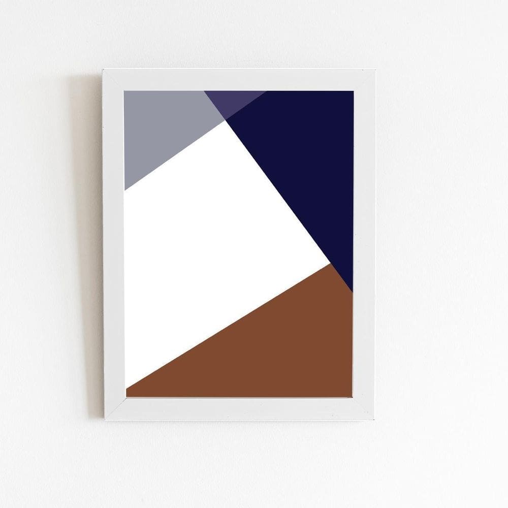 Geométrico Minimalista Quadro Moldura Branca 60X40Cm