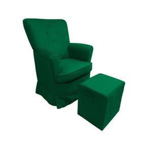 Poltrona De Amametação + Puff Com Balanço Dayane Suede Cor:verde Militar
