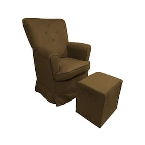 Poltrona De Amametação + Puff Com Balanço Dayane Suede Cor:marrom Claro