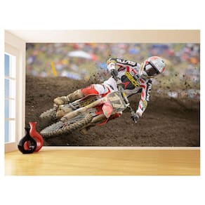Papel De Parede 3D Moto Cross Trilha Terra Mx 3,5M Bkm16