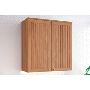 Armário Aéreo p/ Cozinha Requinte c/ 2 Portas Ripadas 80cm Nature - Henn