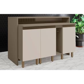 Bancada Ilha Cozinha Gourmet Connect c/ 3 Portas 145cm Duna/Cristal - Henn