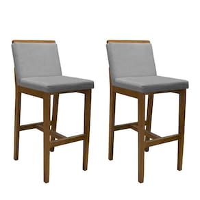 Banqueta Alta Kit 2 Peças Londres Linho Cinza - Fratello