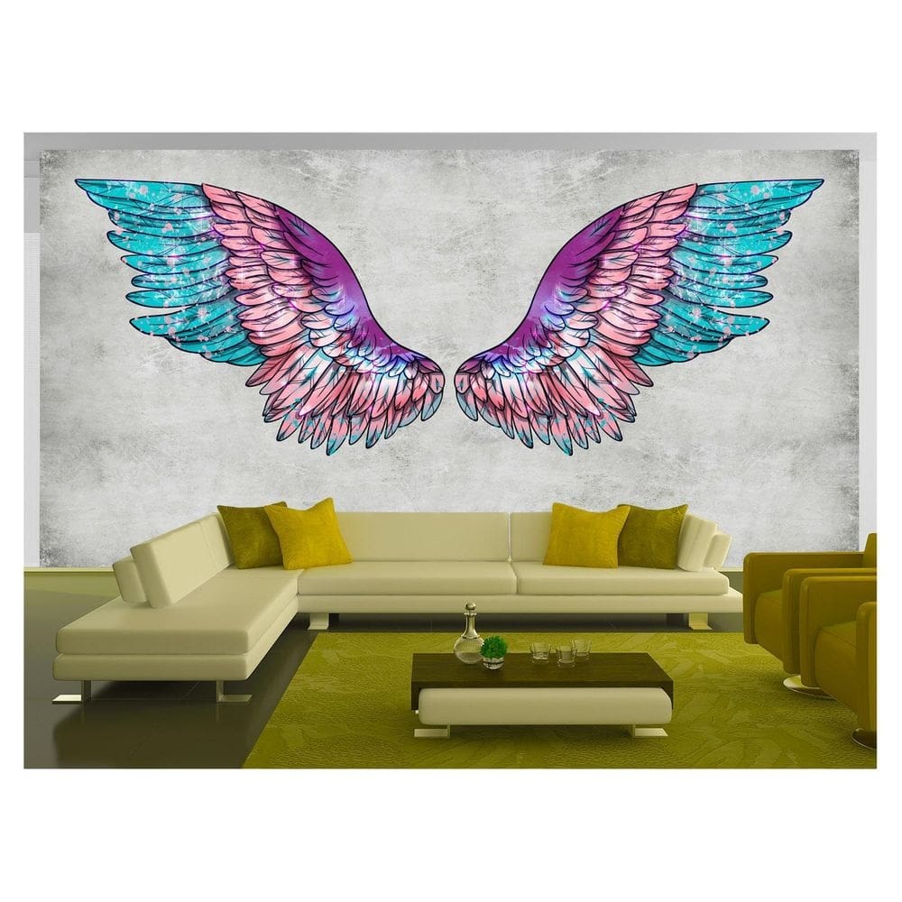 Papel De Parede 3D Arte Asas Selfie Insta Cores 3,5M Tra387