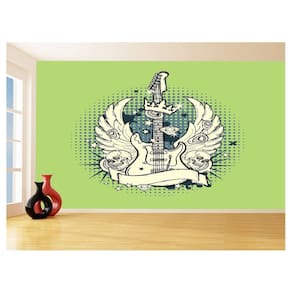 Papel De Parede 3D Musica Guitarra Arte Graffiti 3,5M Mus78