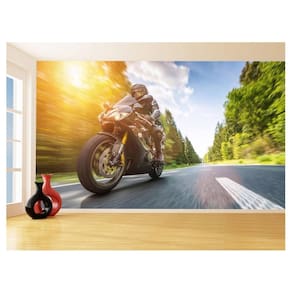 Papel De Parede 3D Moto Esporte Viagem Estrada 3,5M Bkm54