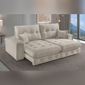 Sofá Retrátil Reclinável com Usb 210cm Istambul Yescasa OFFWHITE