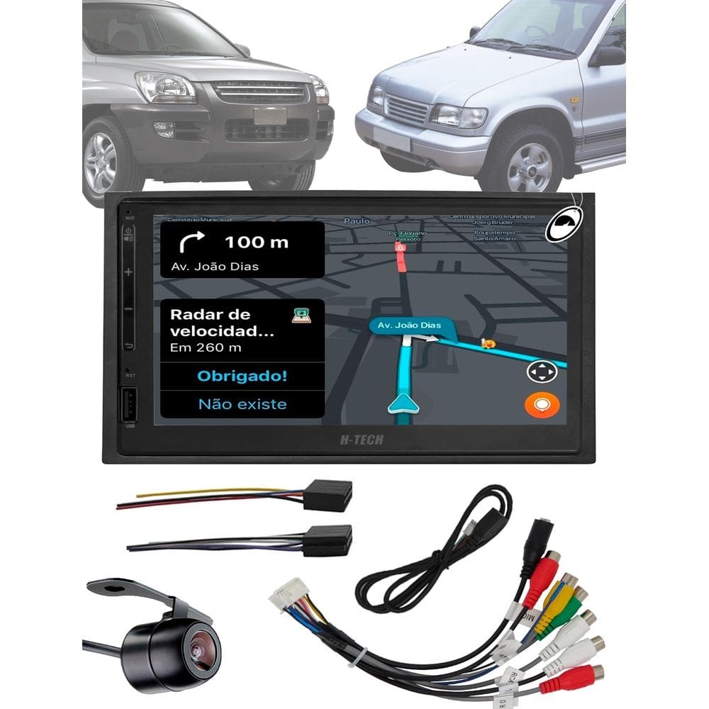 Multimídia 7" Polegadas Kia Sportage 1995 até 2010 + Moldura + Chicote de Ligação + Adaptador de Antena + Câmera de ré