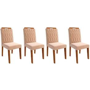 Cadeira Sala de Jantar Paola Kit 4 Un Savana-Madeirado/Suede Nude Bege - Cimol