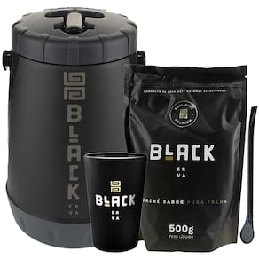 Kit tereré black erva garrafa cuia bomba erva pura folha